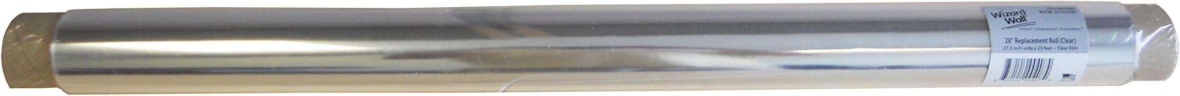 Wizard Wall Instant Whiteboard Refill, Repositionable Dry Erase Surface, 27.5” x 25’ Roll, Clear