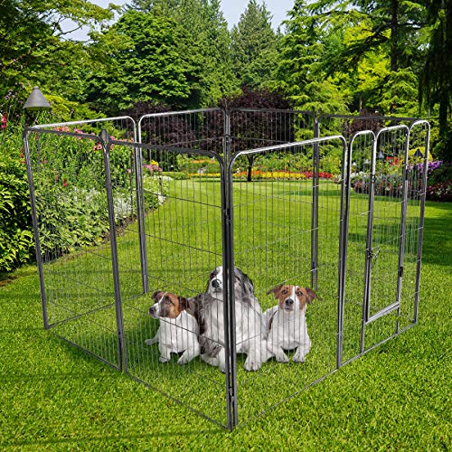 Giantex 48 inch Dog Fence with Door, 16/8 Panels Dog Playpen for