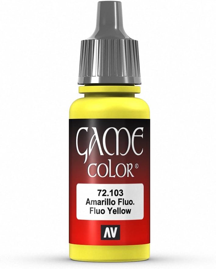 Vallejo Game Color Fluo Yellow 17 ml Acrylic Paint Eyedropper Bottle