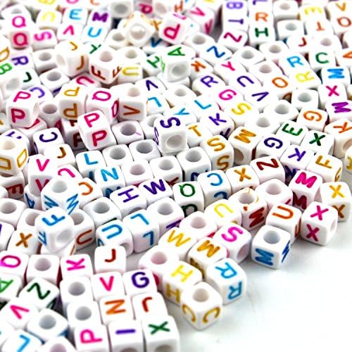 Simplebeauty 800 Pcs Acrylic Letter Beads White Alphabet Beads with Colorful Letters