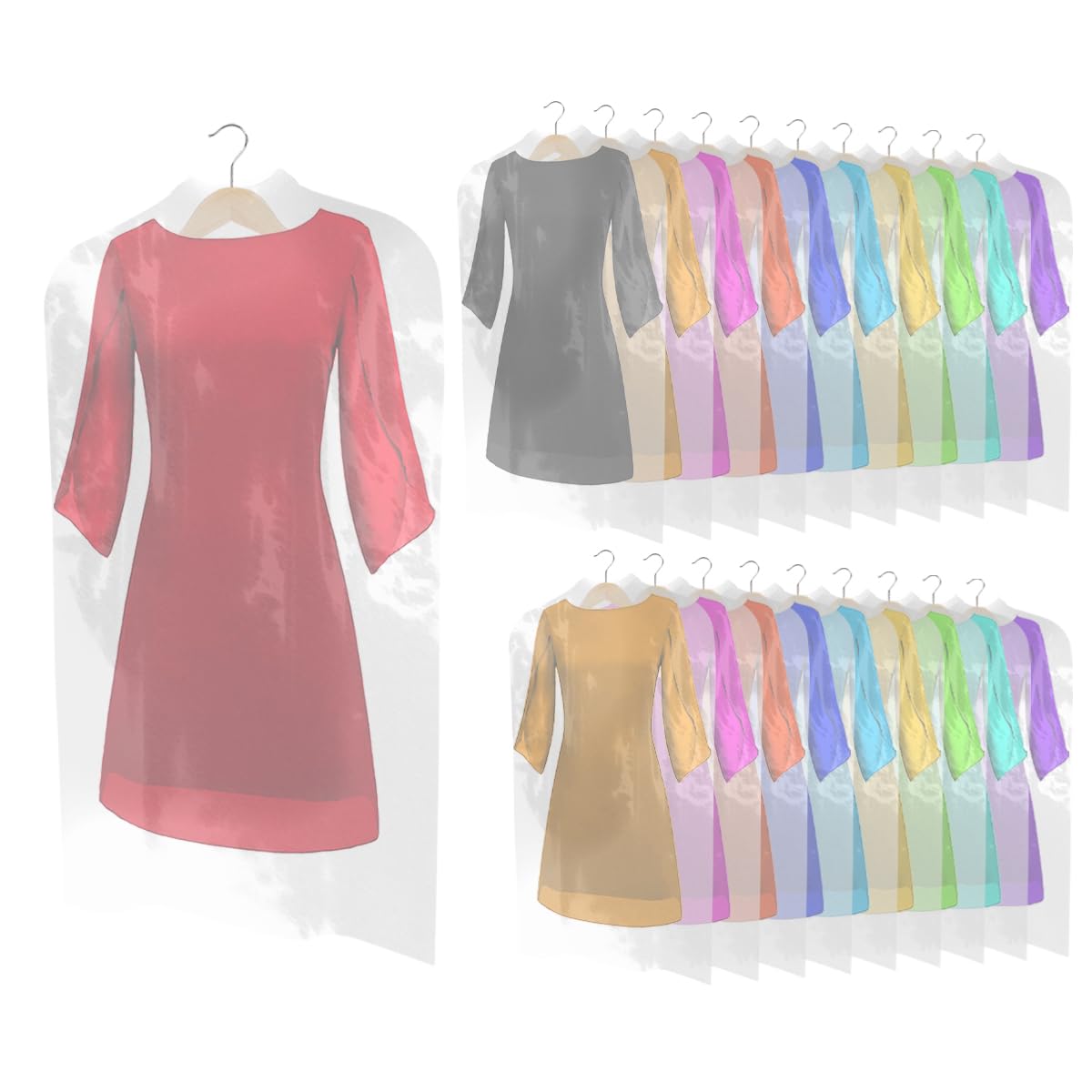 20 Pcs 150cm Dress Covers Garment Bags for Dresses | Plastic Clothes Covers 59" | Long Dress Bags Covers Long | Garment Bag | Waterproof Gown Covers for Women - 100 Gauge Thickness