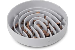 Coomazy Large Silicone Slow Feeder Dog Bowls, Interactive Puzzle Toy for Pets Food Training, Keeps Dogs Busy, Prevents Puppy Overeating (Smoke Gray, Large: 3.2Cup)