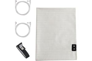 AMERTHING Grounding Flat Sheet, Conductive Mat with Pure Silver Thread for Better Sleep Healthy Earth Energy White Color with 15 ft Cords and Grounding Bracelet (King 76x80 Inch)