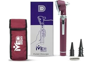 MeddSight Otoscope - Ear Scope Otoscope with Light- Portable Ear Infection, Wax Detector- Ear Otoscope for Doctors, Nurses, & Students-(Burgundy/Maroon Color)