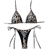 Milumia Women's 2 Piece Bikini Set Leopard Print Halter String Triangle Swimsuit Bathing Suits