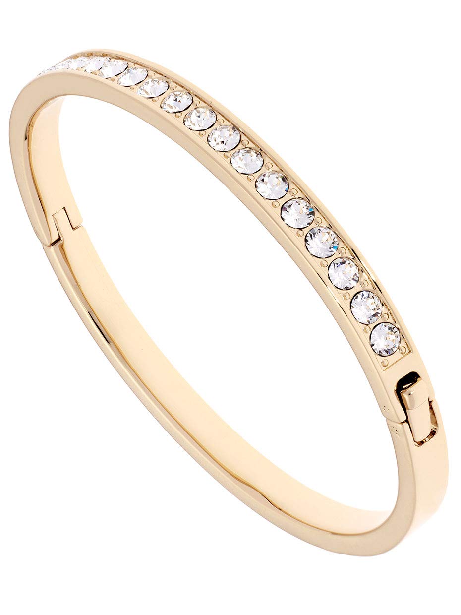 Ted Baker Clemara Hinge Crystal Bangle Bracelet For Women - Medium (Gold/Crystal)
