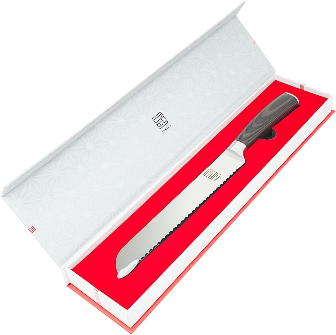 ISSIKI Cutlery Bread Knife 8-Inch Directed by Japanese, Impressive Gift Idea, High-Carbon Stainless Steel Blade w/Prolonged Sharpness & Pakkawood Ergonomic Handle For Kitchen, Deluxe Gift Box