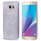 For Samsung Galaxy Note 5 Case, FLOVEME [Slim Fit] [Bling Crystal] Premium Ultra Thin Glitter Sparkle Stars Extra Grip Soft Silicone Gel Rubber Shockproof Back Holder Cover - Silver