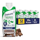 Ensure Plant-Based Protein Shake With 20g Protein, 5g Fiber, Ready to Drink, Chocolate, 11 Fl Oz, 12 Pack