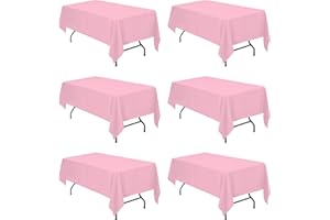 BRILLMAX 6 Pack Pink Tablecloths for 6 Foot Rectangle Tables 60 x 102 Inch - 6ft Rectangular Bulk Linen Polyester Fabric Washable Long Clothes for Wedding Reception Banquet Party Buffet Restaurant
