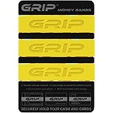 Grip Money Bands (Pack of 3) - YELLOW - Premium Silicone Band for Cash & Cards - Slim & Durable Design