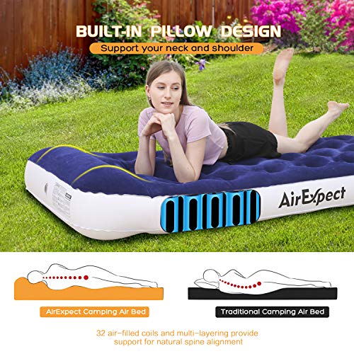 Air Mattress Camping AirBed Queen Size - AirExpect Leak Proof Inflatable Mattress with Rechargeable Electric Pump Built-in Pillow for Guest,Camping,Hiking, Height 9", 2-Year Warranty, Storage Bag - Thumbnail 5