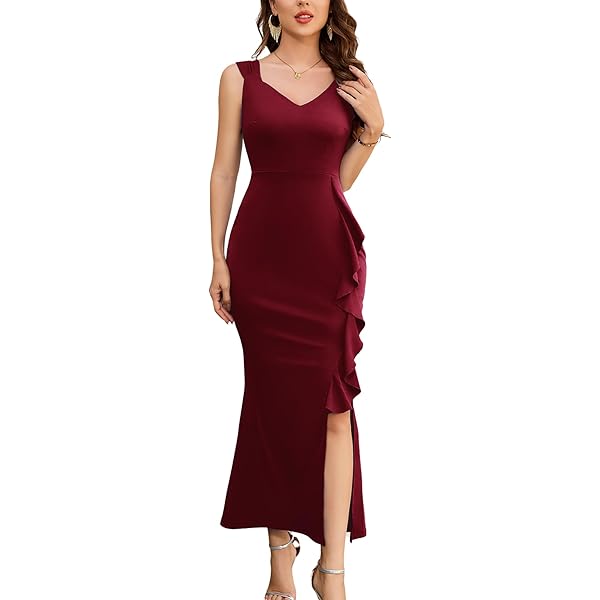knee length dresses for ladies Diva Rhinestone Bandage Midi Dress (Burgundy) main image 1