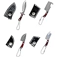 4 PcsMini Knife Set Damascus Mini Knife Decoration, Tiny Chef Knife Keychain Set for Package Box Opener Letter Opener Pendant Decoration