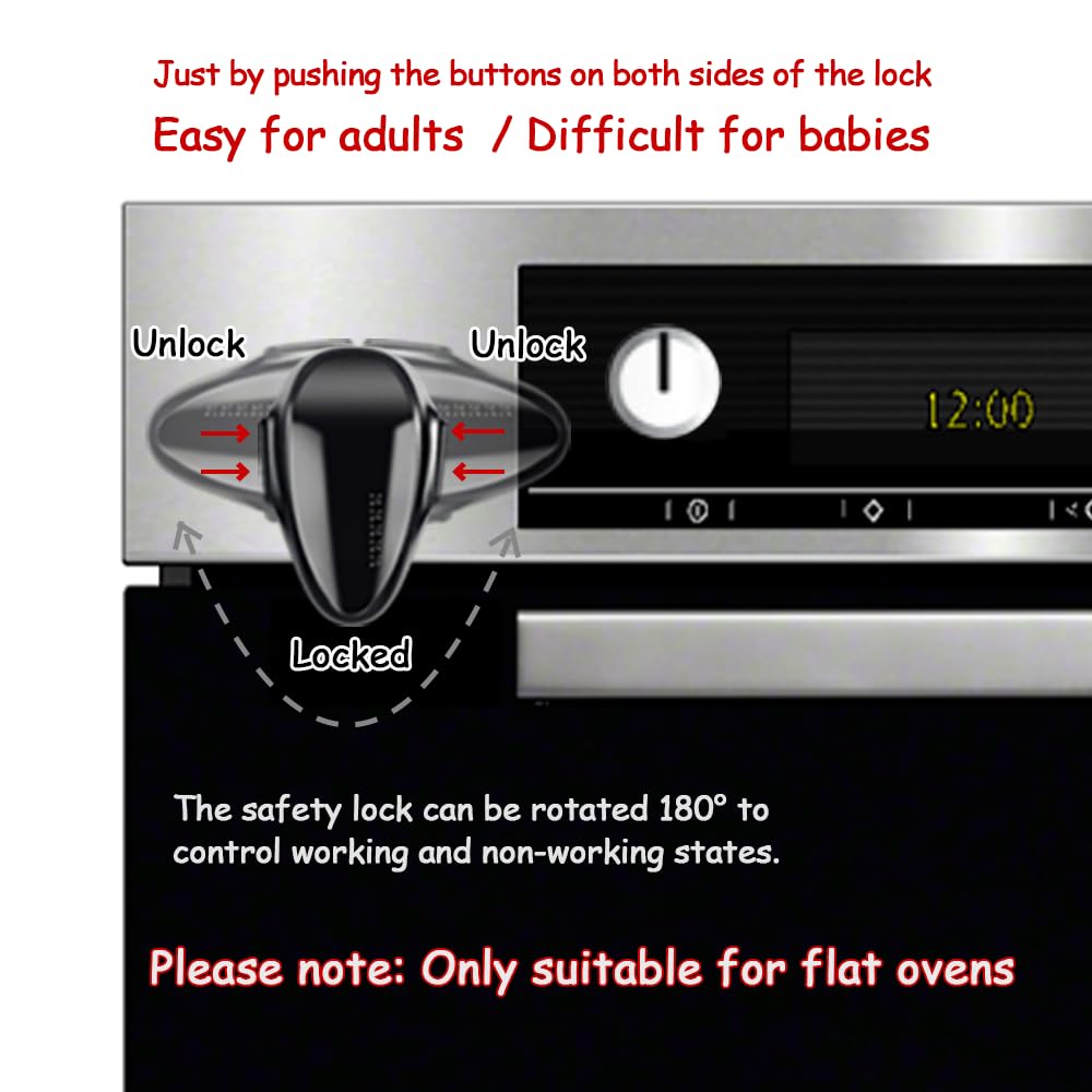 Oven Lock Child Safety (2 Pack),Oven Door Lock,Oven Front Lock, Baby Proofing, Baby and Child Proof Locks for Drawer Oven Stove Door, Upgrade Heat-Resistant Material, Easy to Install - Black