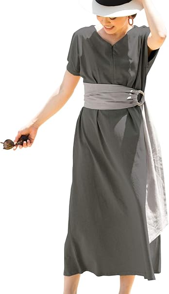 Amazon Co Jp Sweet Mommy マタニティ 授乳服 ワンピース ミシシッピコットン100 Vネック サッシュベルト付 服 ファッション小物