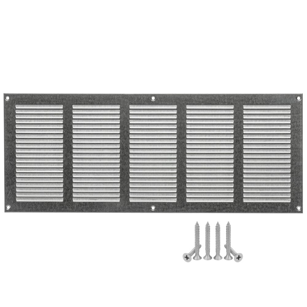 LIRAST 500x200mm Vent Cover Galvanised Steel - 20x8 inch Wall Vent Cover with Insect Mesh - Ceiling Soffit Vents - External Vent Cover - Metal Ventilation Grilles - Air Vent Covers for Walls