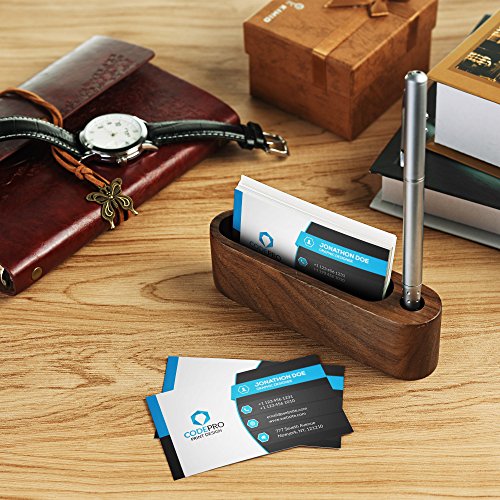 image for CM COSMOS Wood Business Card Holder Name Card Holder Display Stand Car