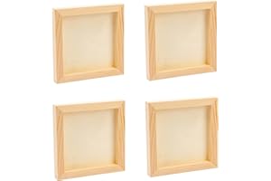 PONGJA 4 Pack 5 x 5 Inch Unfinished Wood Cradled - Wooden Canvas Panels Boards for Painting, Drawing and DIY Crafts Projects