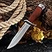 Grand Way Bowie Knife - Hunting Fixed Blade Bowie Knife with Wood Handle and Guard - Small Rambo Knife for Buschcraft and Survival FB 1882