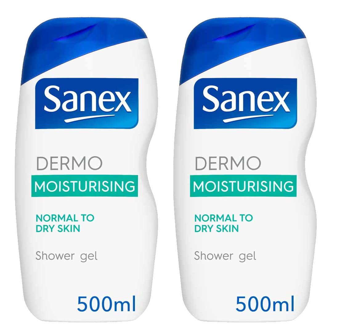 Sanex Dermo Moisturising Shower Gel for Normal to Dry Skin, 500ml (Pack of 2)