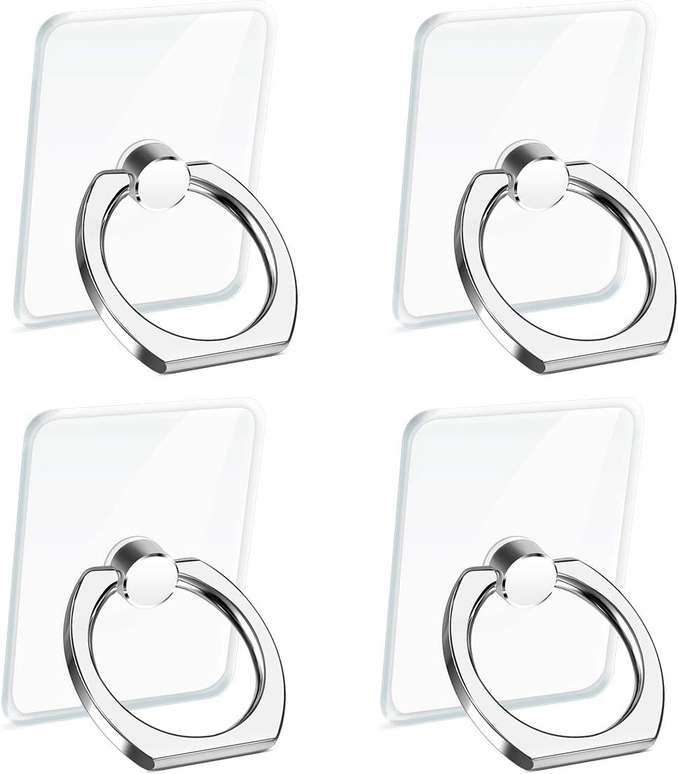 PYFK Transparent Cell Phone Ring Holder, 360 Degree Rotation, Finger Grip Stand Holder, Compatible with iPhone X, iPhone 8/8 Plus, iPhone 7/7 Plus, Samsung Galaxy S8 etc. (4 Silver)