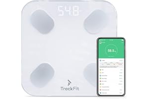 FitTrack Dara Smart BMI Digital Scale - Measure Weight and Body Fat - Most Accurate Bluetooth Glass Bathroom Scale (White)