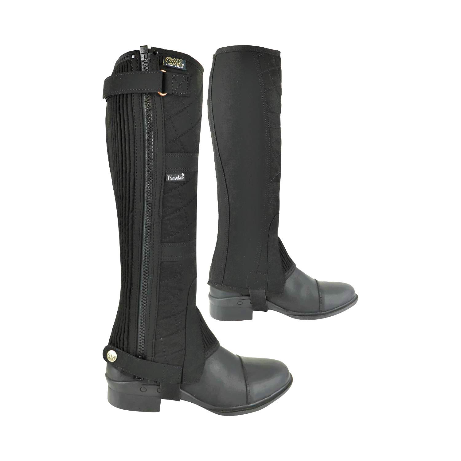 AK New Washable Winter Warmax Equestrian Horse Riding Half Chaps AKRS-2146 (Black, 3XL)