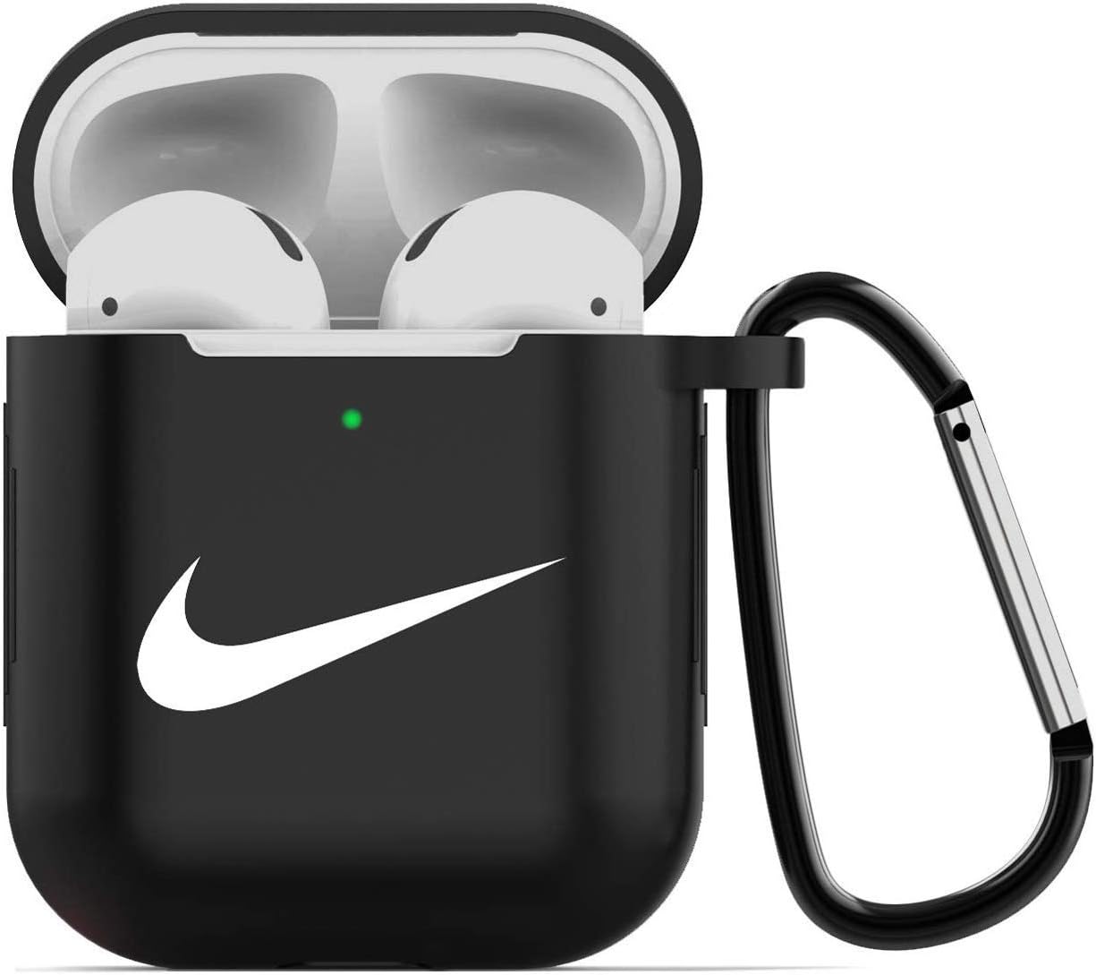 Gebaisi Protective Silicone Cover and Skin for Apple Airpods Charging Case with Keychain Black White A