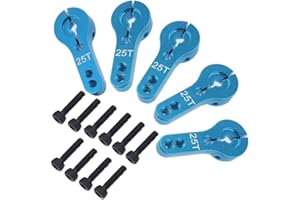 SHARE GOO ShareGoo 5PCS 25T Aluminum Servo Horns M3 Threads Metal Steering Arm for RC Car Truck Buggy Airplane,Blue