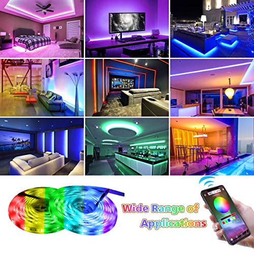 LED Strip Lights,KITHELP IP65 RGB 5050 32.8ft LEDs Color Changing,24key Remote Control and Power Supply,with Bluetooth Phone APP Controller, Lighting Led Strips