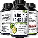 Pure 95% HCA Garcinia Cambogia Extract – Pharmaceutical Grade Formula & HCA Supplement – Natural Appetite Suppressant for Weight Control – Guaranteed By Huntington Labs – 60 Capsules