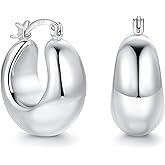 OOOPEL Gold Hoop Earrings for Women,925 Sterling Silver Chunky Hoop Earrings Hypoallergenic Lightweight 14K Gold Plated Thick Gold Hoops for Women 22mm 26mm