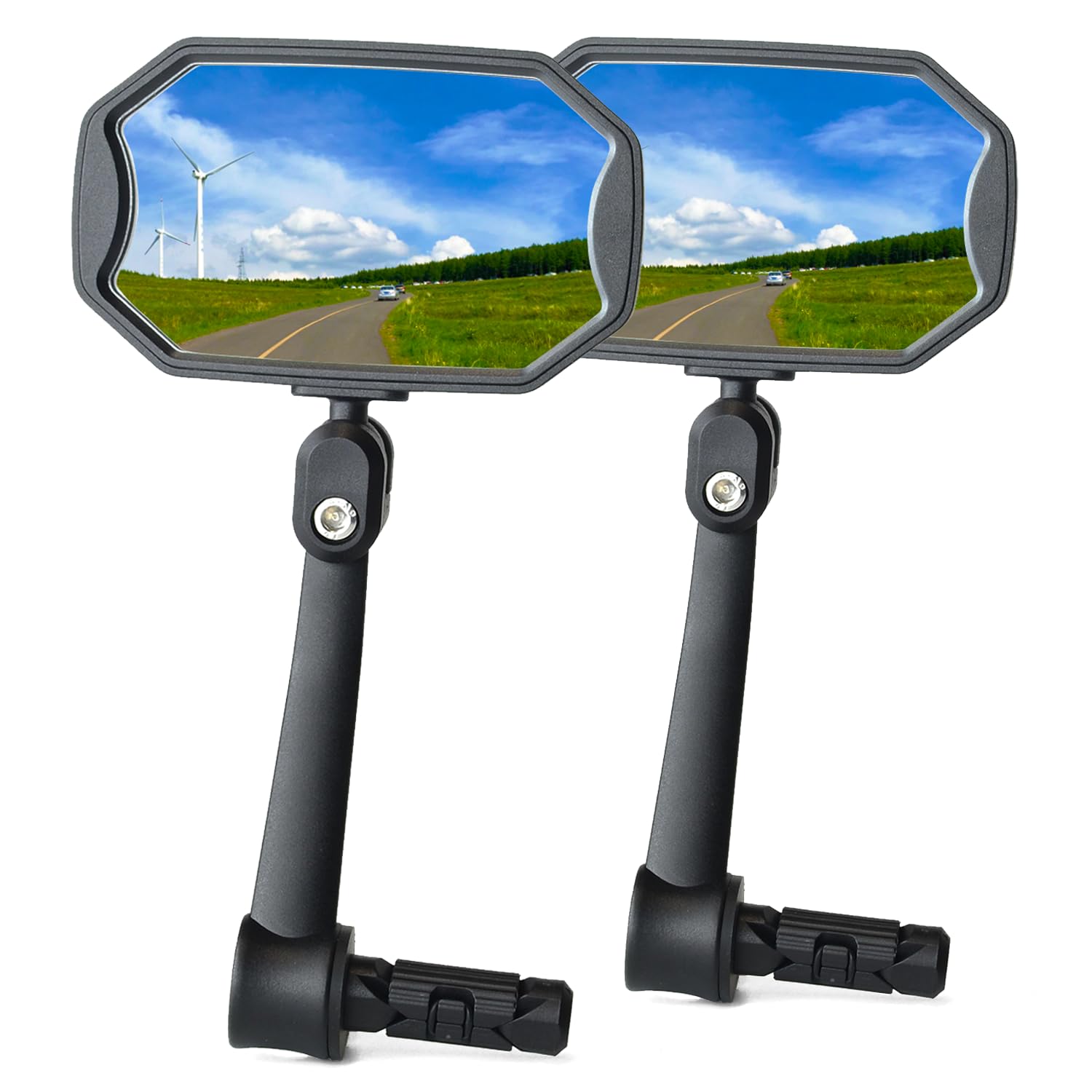 BriskMore Bar End Bike Mirrors for Mountain Bikes, High–Definition Convex Glass Lens for E-Bike Handlebars, Scratch Resistant, Safe Rearview 1 Pair Bicycle Mirror(Right And Left Side) BT-015