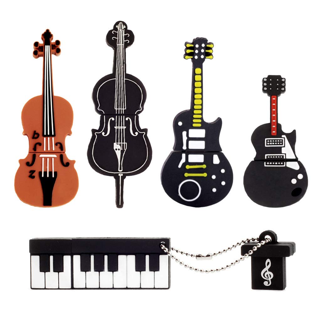 LEIZHAN 5x8GB USB Flash Drive Musical instruments USB 2.0 Memory Stick Pendrive(Yellow Guitar,Red Guitar,Cello,Violin,Piano)