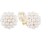 HAISWET Minimalist Simulated Pearl Stud Clip on Earrings for Women Non-pierced Clip Earrings Gold Tone