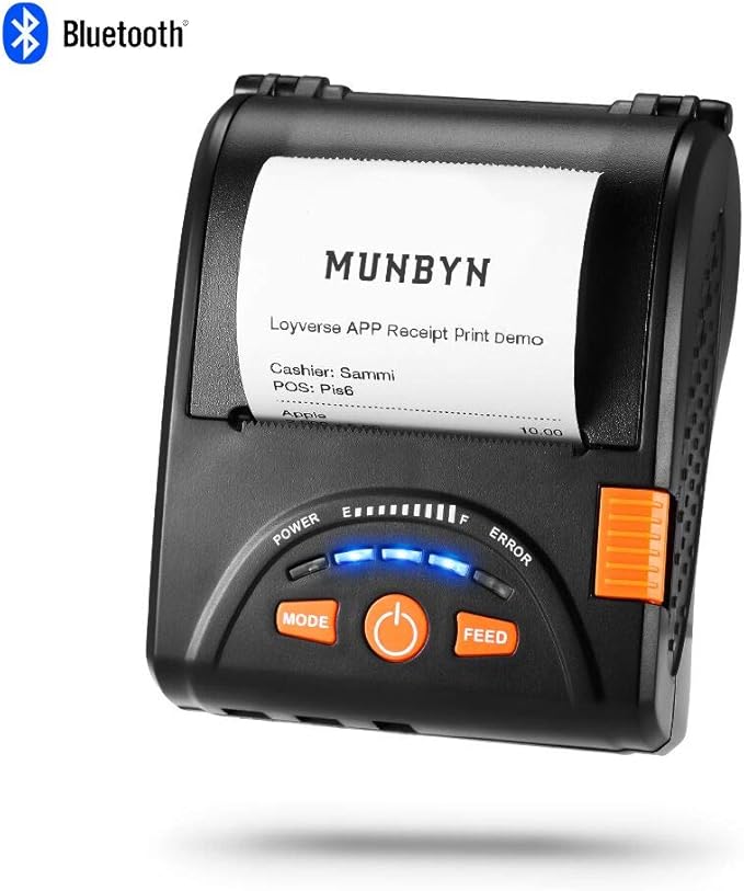 MUNBYN Bluetooth Mobile Thermal Receipt Printer, 2 Inches 58MM Printer with Leather Belt