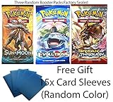 Pokemon TCG: 3 Random Booster Packs + FREE GIFT 15x Ace's Metallic Blue Premium Card Sleeves