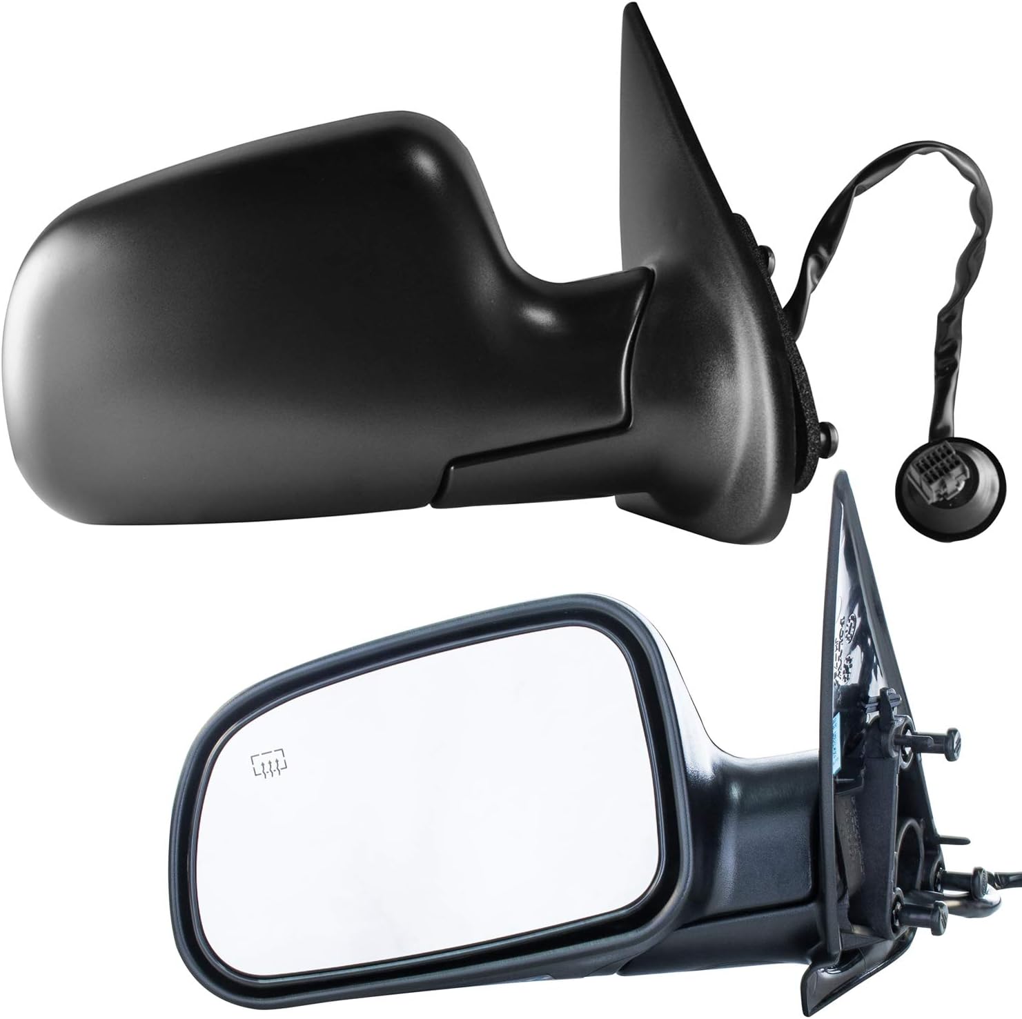 Driver and Passenger Textured Heated Side View Mirrors for 1999-2004 Jeep Grand Cherokee