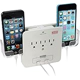 EZOPower UL Certified Wall Mount Power Surge Protector with 3 AC Outlet Plug + 2 USB Charger Ports (2.1A) + Holder