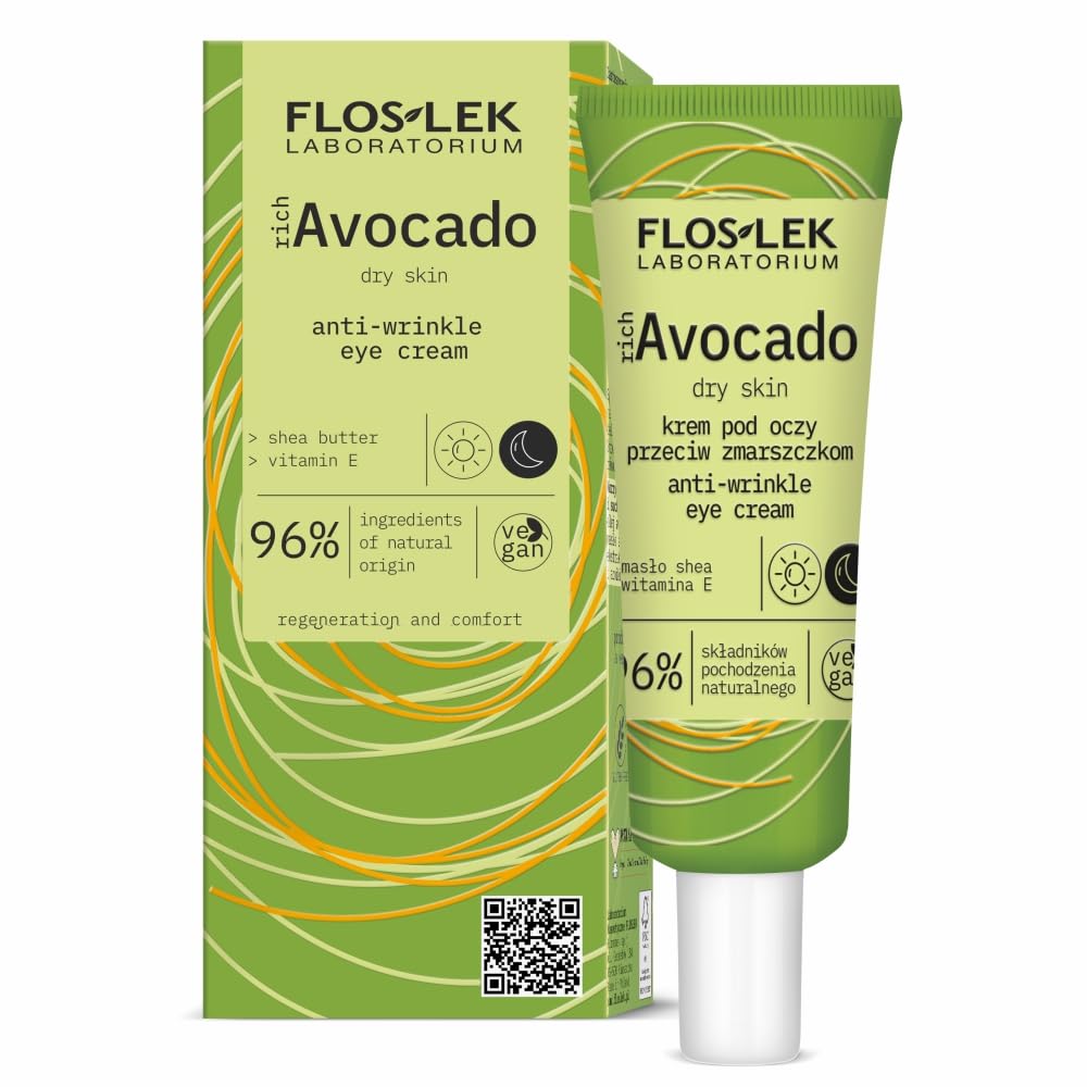 FLOSLEK richAvocado Anti-Wrinkle Eye Cream | Visibly Reduces Dark Circles, Puffiness & Crows Feet | Eye Lifting Serum to Brighten, Revive and Refresh | 30 ml