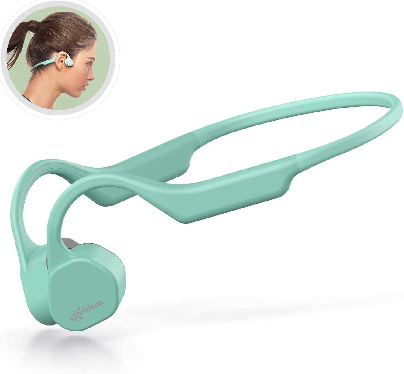 Bone Conduction Headphones Bluetooth V5.0 - Vidonn F3 Open Ear Wireless Sports Headset Sweatproof w/Mic - for Cycling Running Driving Gym - Green