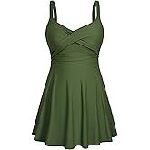 HUSKARY Plus Size Swimsuits for Women Swim Dress Tummy Control Two Piece Bathing Suit Flowy Tankini with Boyshorts