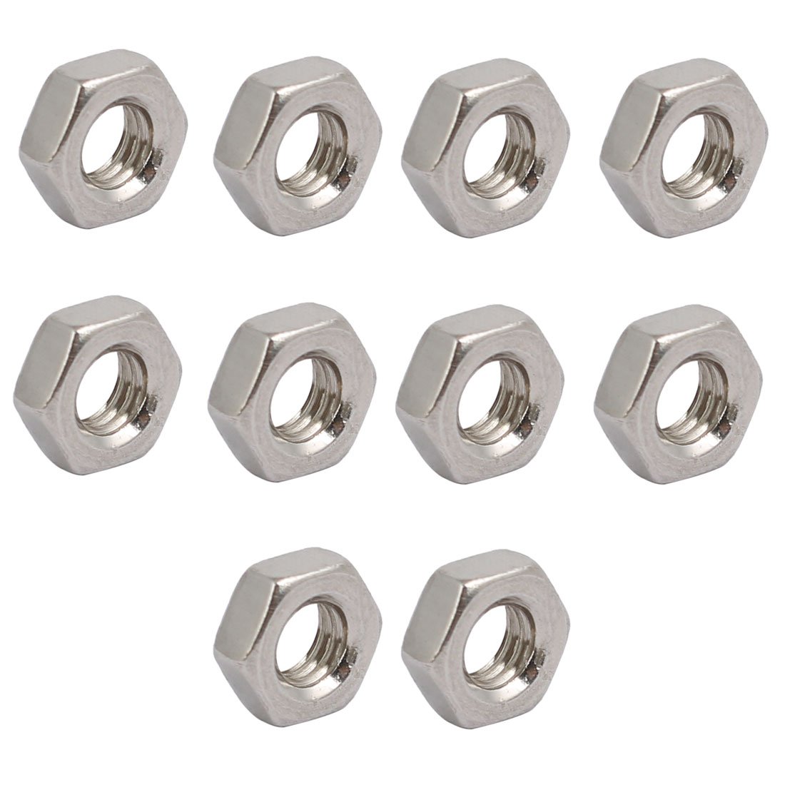 Sourcingmap 10pcs M4 x 0.7mm Pitch Metric Thread 304 Stainless Steel Left Hand Hex Nuts