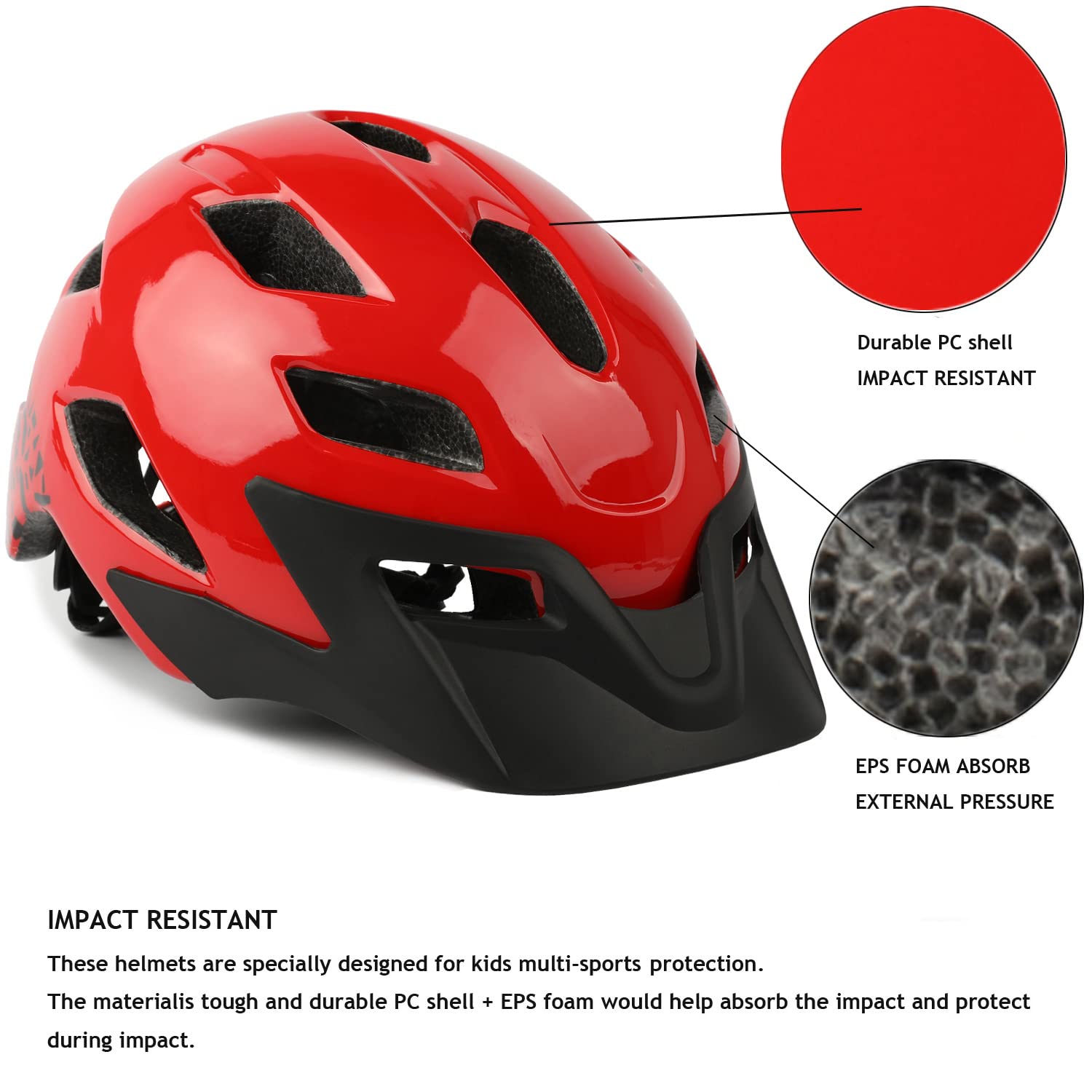Kids Helmet, Exclusky Kids Bike Helmet Adjustable Safety Lightweight Children Bicycle Helmet for Kids Skating Cycling Scooter Boys and Girls Bicycle Helmets Ages 5-8-14