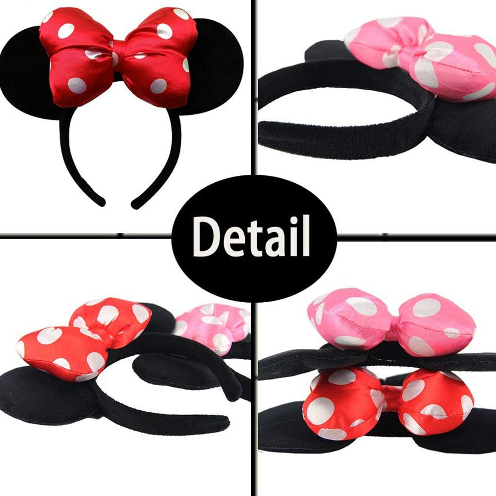 Bestzy 4 Pieza Mickey Minnie Diademas Orejas Minnie Mouse Con Lazo De Saten Rojo Orejas Mickey Mouse Para Cumpleanos Fiestas Halloween Juguetes Y Juegos Joyeria Y Maquillaje Futakuchi Hakata Com