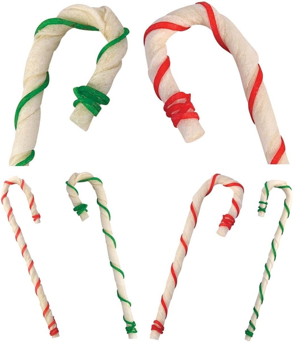 HOLIDAY DOG RAWHIDE CANDY CANE CHEWS - Perfect Treats & Gifts for Dogs