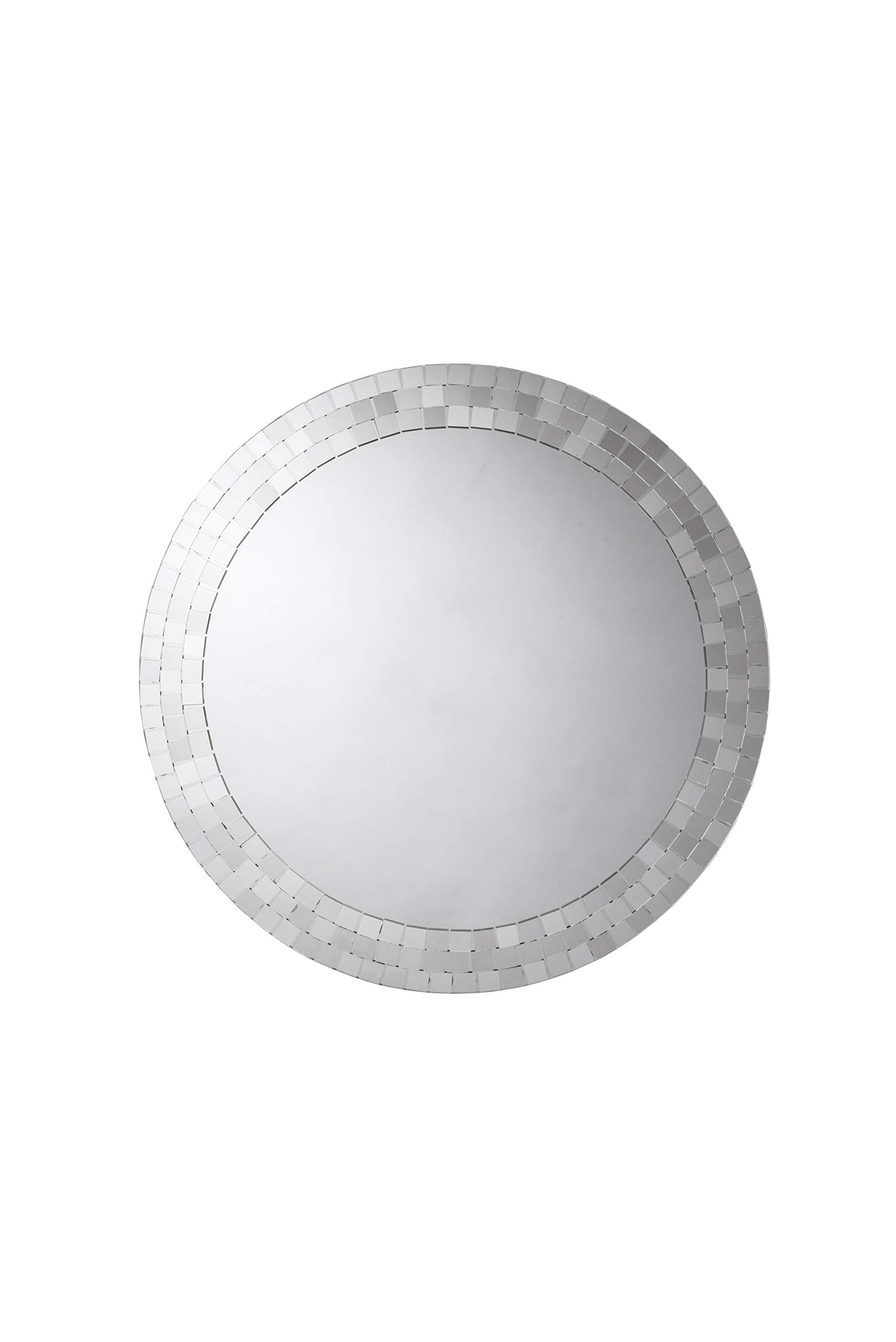 Croydex Meadley Circular Mirror with Mosaic Surround and Hang N Lock Fitting System, Silver, 600 x 600 x 10mm