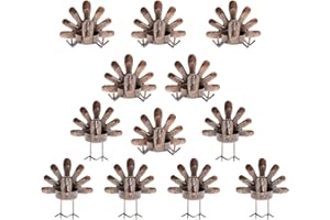 MorTime 12 Pack Turkey Tealight Candle Holders, Bronze Finished Metal Tea Light Candleholders, Thanksgiving Sitting Standing Turkey Holders Set for Table Kitchen Thanksgiving Decorations