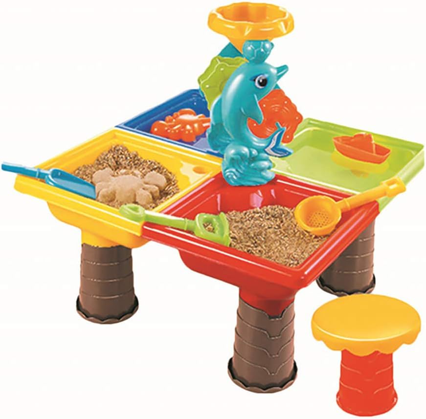 Queta Beach and water play table children's outdoor activity table, baby dredging tools children's beach table sand pool set